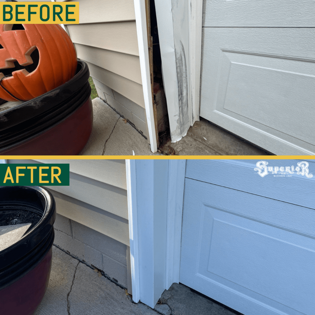 Damaged Garage Door Trim Replaced by Superior Siding in Rapid City