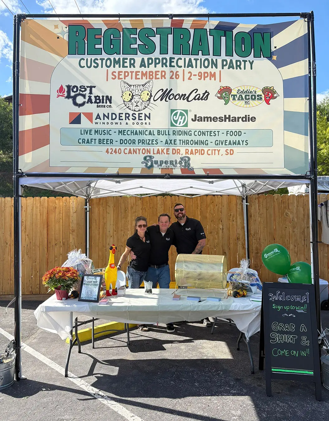 Registration Table at the Superior Siding Customer Appreciation Party