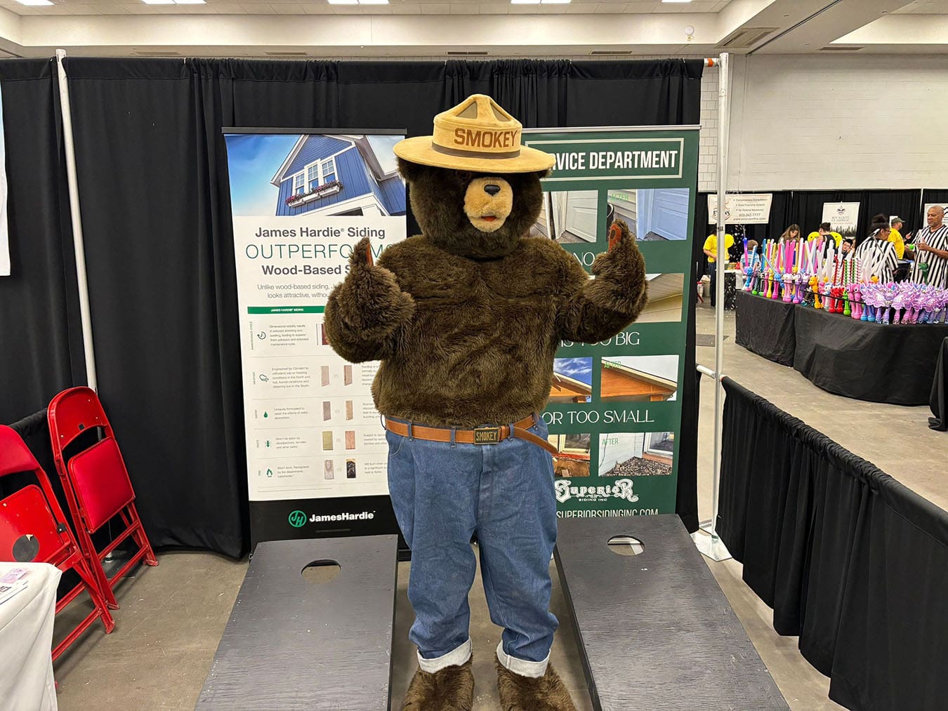Smokey the Bear with Superior Siding at the YFS Kids Fair