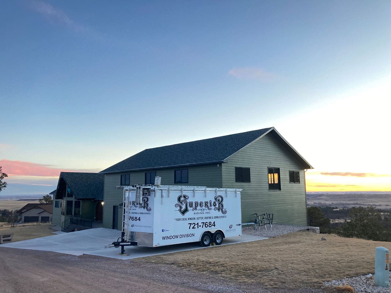 photo of New siding on a Black Hills home taken at sunset